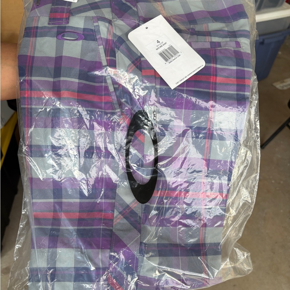 Oakley Purple and Gray Plaid Shorts